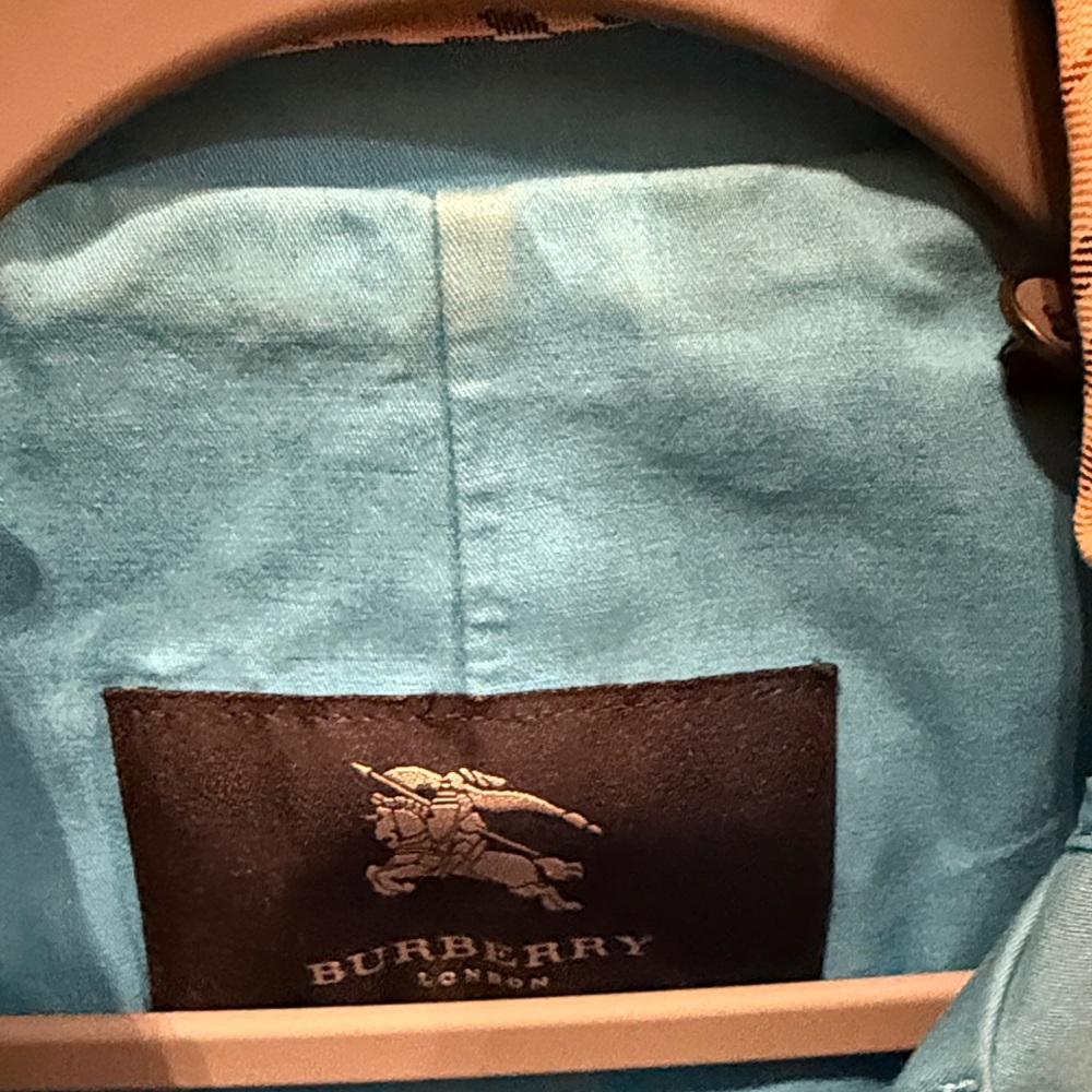 Burberry Bright Aqua Blue Hooded Toggle Coat - Picture 4 of 13